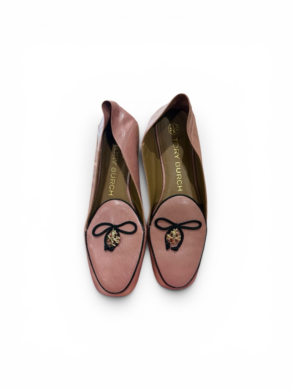 Tory Burch Pink Leather Ballet Loafers Charm Flats Size 7.5
